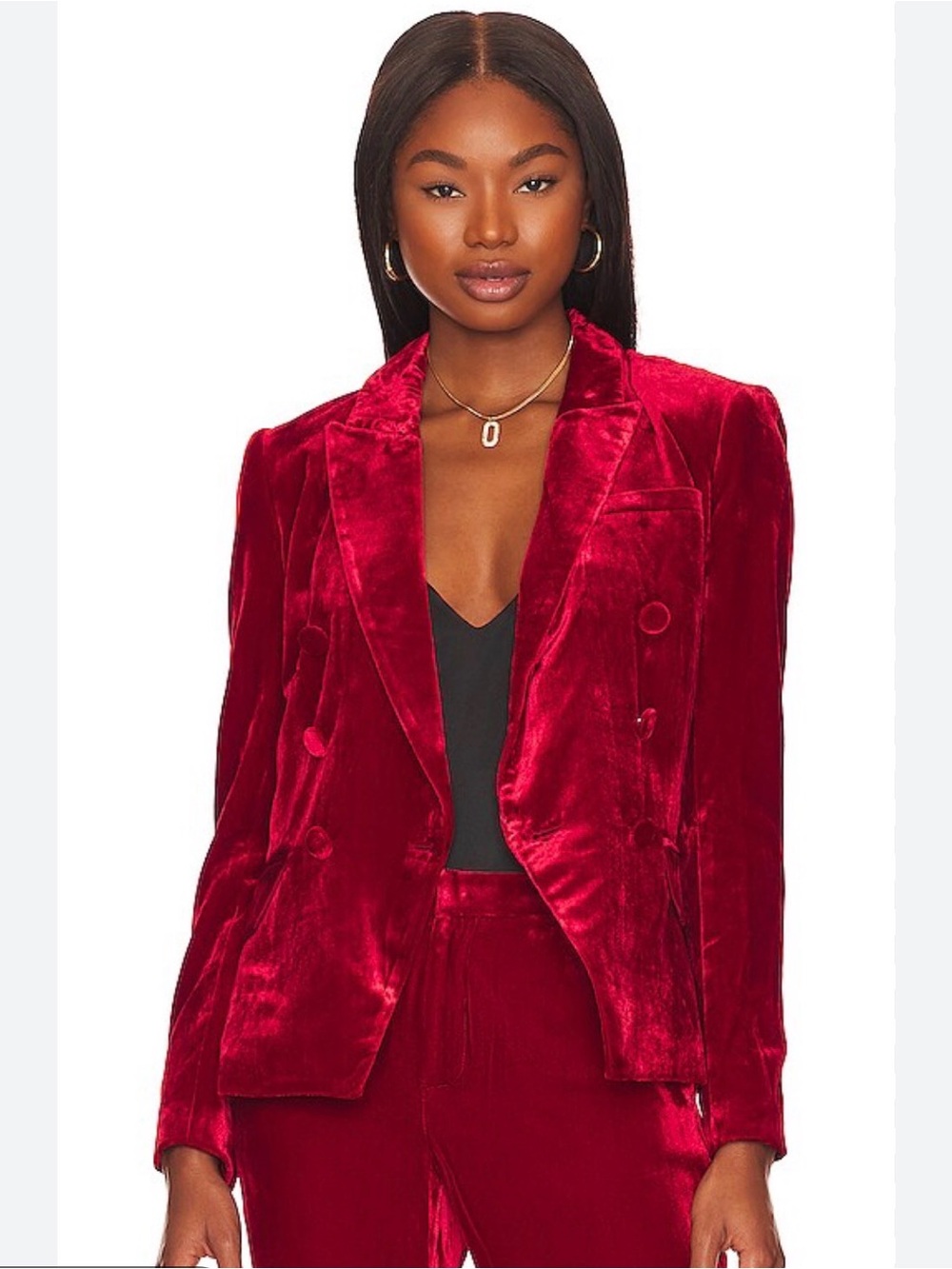 L'Agence Kenzie Red Velvet Blazer